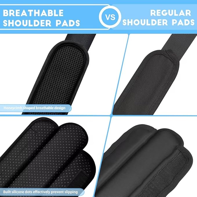 ZINZ 2-Pack Universal Shoulder Pad with Ultra thick Cushion for Bag Luggage Bag Crossbody, Plus Long & Anti-Slip & Breathable,Black-2Pack