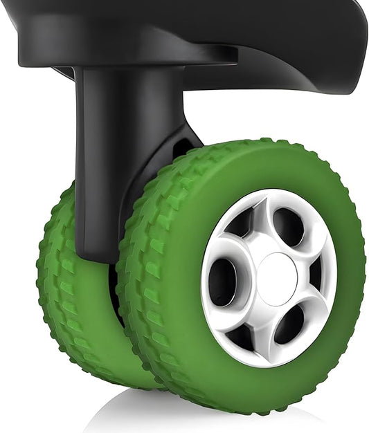 (8 Pack) Silicone Luggage Wheel Covers for 8-Spinner Wheel Suitcases, Mute & Shock Absorption Protector, Wear-Resistant & Noise-Reducing, Perfect for Travel (Green1)