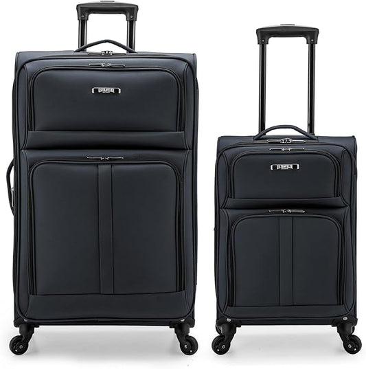 U.S. Traveler Anzio Softside Expandable Luggage with Spinner Wheels, Dark Grey, 2-Piece Set (22/30)