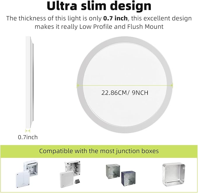 hepside 1PACK Flush Mount LED Ceiling Light Fixture,5 Color Temperature Options Closet Light Fixture,Small Round Slim Surface Ceiling Lamp for Hallway,Bathroom,Bedroom,Kitchen,Interior