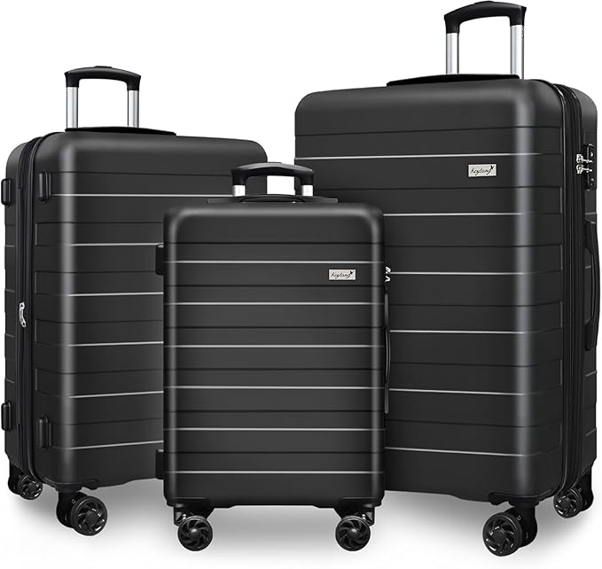 Zebra Luggage Sets 3 Piece, 20" Carry On Luggage with Spinner Wheels, Hardside Business Travel Suitcase Set with TSA Lock, Lightweight Suitcase,20/24/28 inch,Black