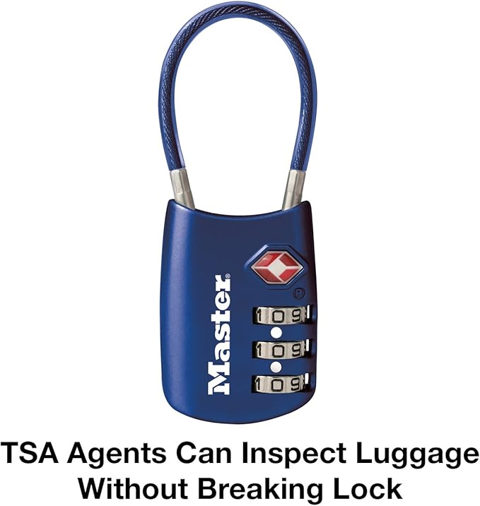 Master Lock Blue Set Your Own Combination TSA Approved Luggage Lock, Travel Zipper Padlock is Perfect for Suitcases, Bags, or Backpacks, 2 pk, 4688BLUEC2