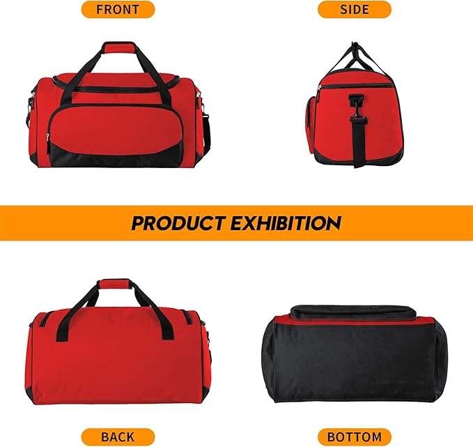 Gym Duffle Bag for Women - 55L Red Large Duffel Bags for Sports, Workout, Traveling, Durable Heavy Duty Duffel Gear Bag