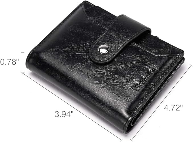 BOSTANTEN Women Leather Wallet RFID Blocking Small Bifold Zipper Pocket Wallet Card Case Purse with ID Window