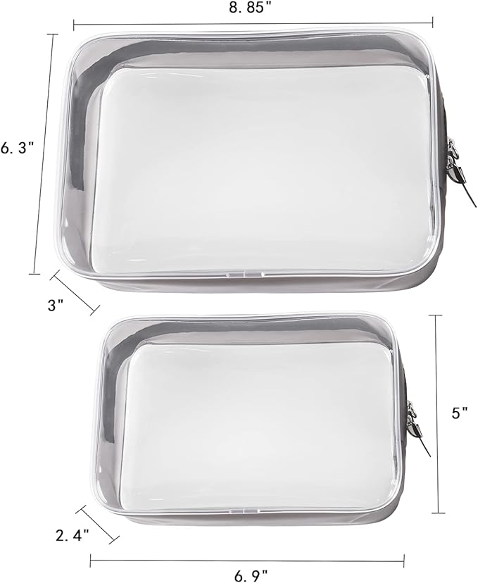 Buminee Clear Travel Bags for Toiletries, Lightweight Toiletry Bag, 2 Pack Multipurpose Transparent TSA Cosmetic Bag