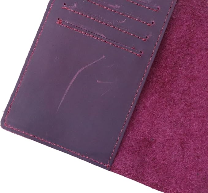 RFID Blocking Passport Holder Travel Wallet Genuine Leather Passport Case Cover Travel Document Organizer (Retro Red)