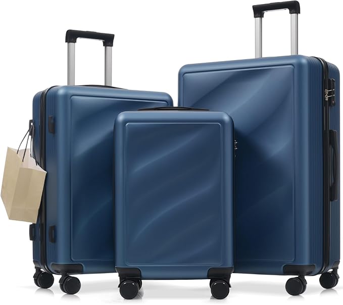 Hardshell Luggage, Lightweight Suitcases with Spinner Wheels Crystal Blue