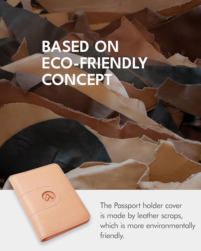 ALLIVE Passport Holder for Travel, Genuine Leather Passport Holder with AirTag Slot for Women and Men, Passport Cover Wallet Travel Must Haves Airport Essentials,Travel Gifts, Beige