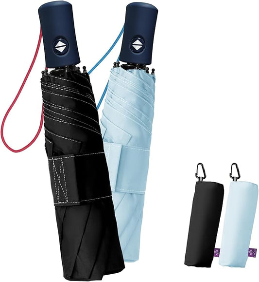 Windproof Travel Umbrella for Rain - 43" Compact Folding Umbrella, Reinforced Strong Frame, Lightweight Portable Parasol with UPF 100+ UV Sun Protection, Cruise Ship Essentials