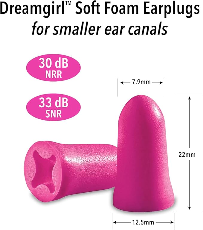 Mack’s Dreamgirl Soft Foam Earplugs, 7 Pair with Travel Case - Small Ear Plugs for Sleeping, Snoring, Studying, Loud Events, Traveling and Concerts