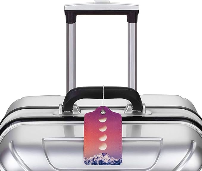 2 Pack Luggage Tag for Suitcase, Cute Unique Leather Suitcase Tags Identifiers with Privacy Name Address Labels & Durable Steel Loop for Women Men Travel