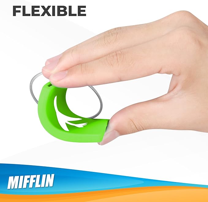 Mifflin-USA Silicone Luggage Tags (Green, 2 Pack) with Plane Embedded Design & Name ID Card; Bright Colors to Quickly Find Your Bag