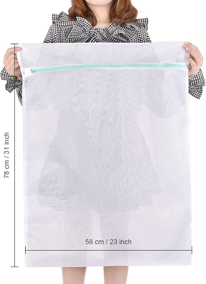 OTraki Mesh Laundry Bag for Delicates 2 Pack Garment Wash Bag 24 x 32 inch Zippered Large Washing Machine Bags for Sweater Dirty Clothes Washer College Dorm Organizer Don't Drying, Melting 140-176℉