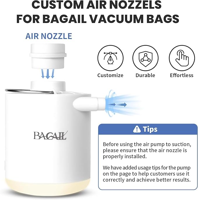 BAGAIL TPU Vacuum Bag for Travel, Reusable Compression Bag with IPX8 Waterproof Zipper, Save Space for Suitcase, Backpack and Carry on (Cream, ExtraLarge, With Pump)