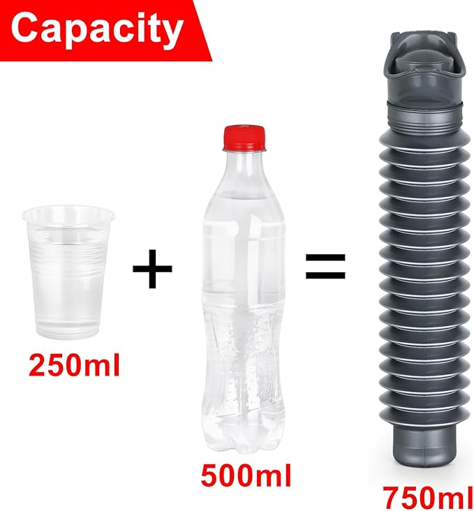 Pee Bottles For Men,Collapsible Urine Bottle With Disposable Replacement Bags,Car Pee Bottle For Men And Women,750ml,Leakproof, Emergency Urinal For Road Trips,Traffic Jams And Camping