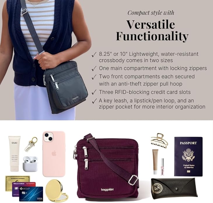 Baggallini womens Securtex Anti-theft Crossbody