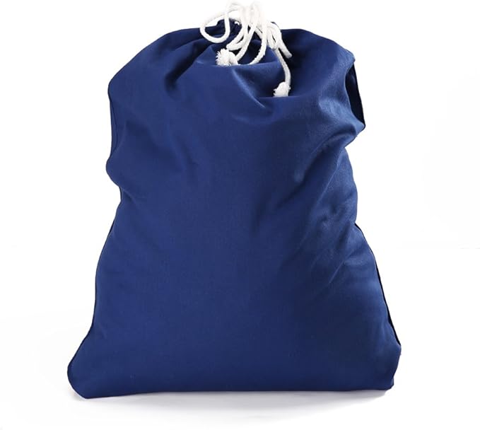 100% Cotton Canvas Travel Laundry Bag, 2-Pack (Large, Navy)