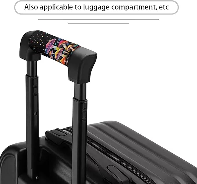 BIGCARJOB Fantastic Mushroom Luggage Handle Wraps Set for Suitcase,2 Pcs Mushroom Print Suitcase Tags Identifiers Travel Bags Identifiers Marker Suitcase Handle Sleeve Cover