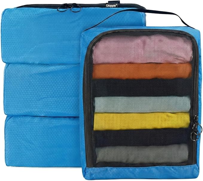 4-PACK Blue Organizer Cubes - Pack Luggage, Suitcase and Carry On Cubes