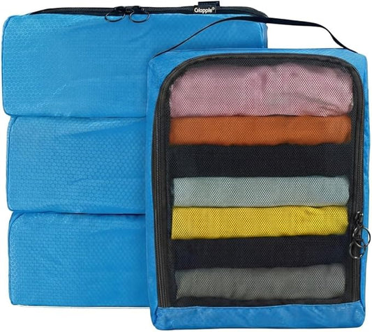 4-PACK Blue Organizer Cubes - Pack Luggage, Suitcase and Carry On Cubes