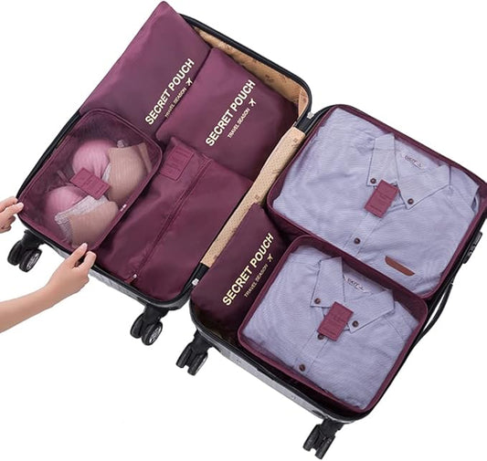 Packing Organizers Packing Cubes for Suicase 7 Set Travel Luggage Organizer Bags for Suitcases (Wine Red)