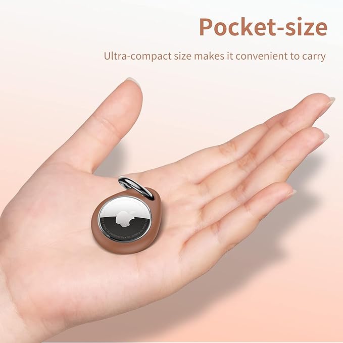 UNBREAKcable Holder for Apple AirTag - 4 Pack [Fit Tightly Design] [Easy to Install] [Hold Air Tag Securely] Waterproof TPU Shell Protective Case with All Metal Keychain Key Ring Clip (Black&Brown)
