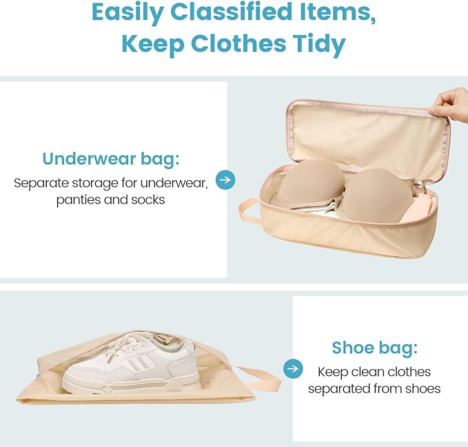 Cambond Compression Packing Cubes for Travel - Lightweight Expandable Travel Bags Luggage Organizers Travel Essentials Compression Cubes for Travel Space Saver for Carry on Suitcases Organizer