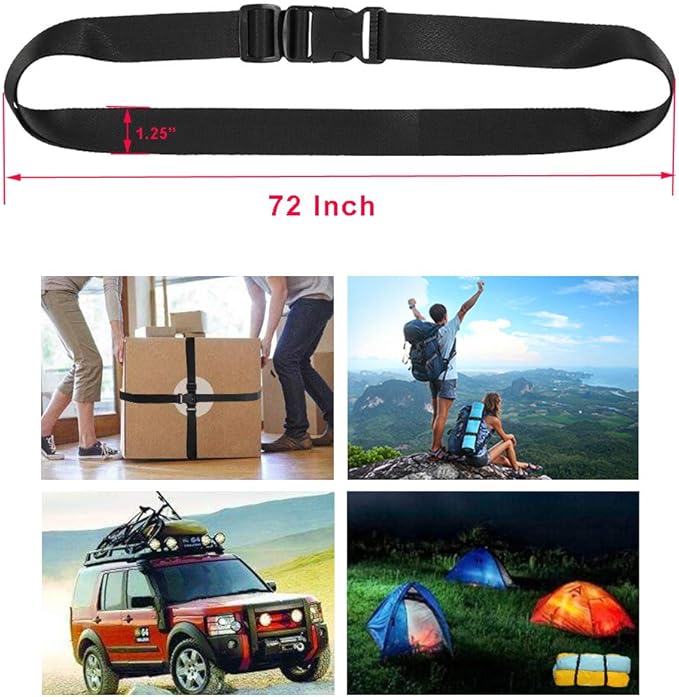 Vigorport Utility Straps Quick Release Nylon Backpack Accessory Bag Strap,Adjustable for Hiking,Travel,Outdoor Sports-4 Pack (Black, 1.25" W-72 L)