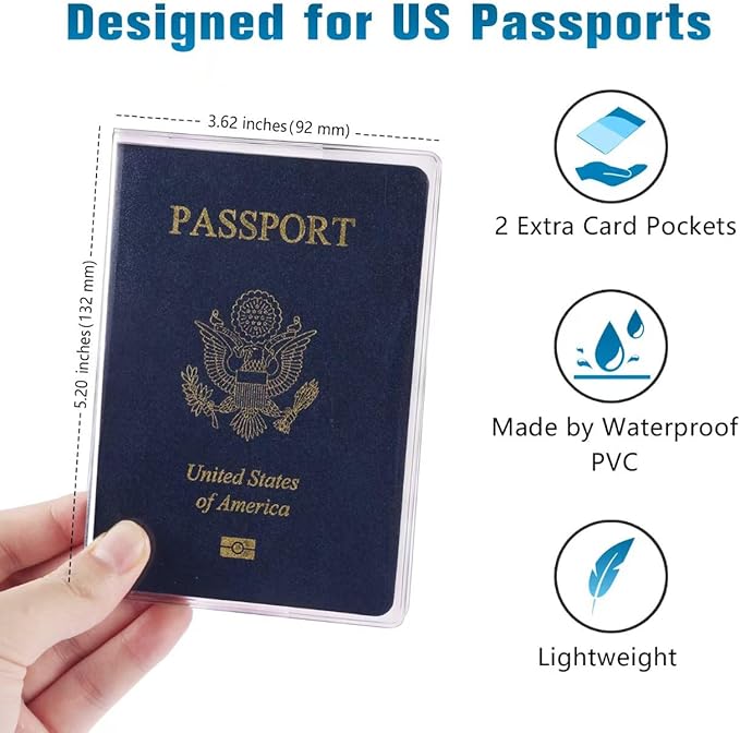 5 Pack Clear Passport Cover, Transparent Plastic Passport Protector
