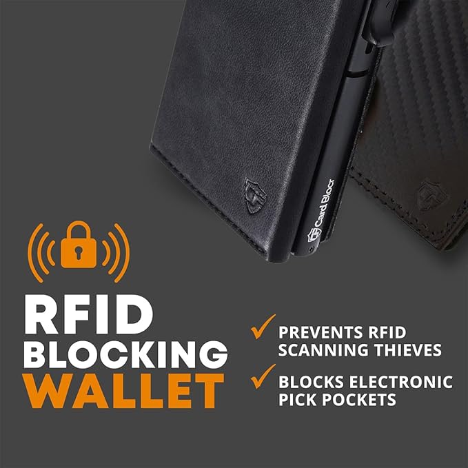 Conceal Plus Card Blocr Pop Up Wallet for Men - Slim Metal RFID Blocking Card Holder (4-6 Cards Ejector) - Minimalist Smart Front Pocket Wallet with Internal Cash + ID Storage