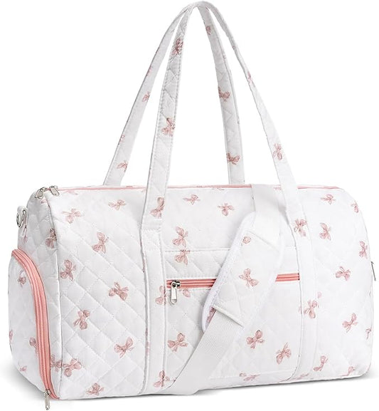 Gym Bag for Women, Cute Duffle Bag, Quilted Duffle Bag for Travel, Floral Duffle Bags, Weekend Bag with Zipper Pocket Dance Bag Organizer