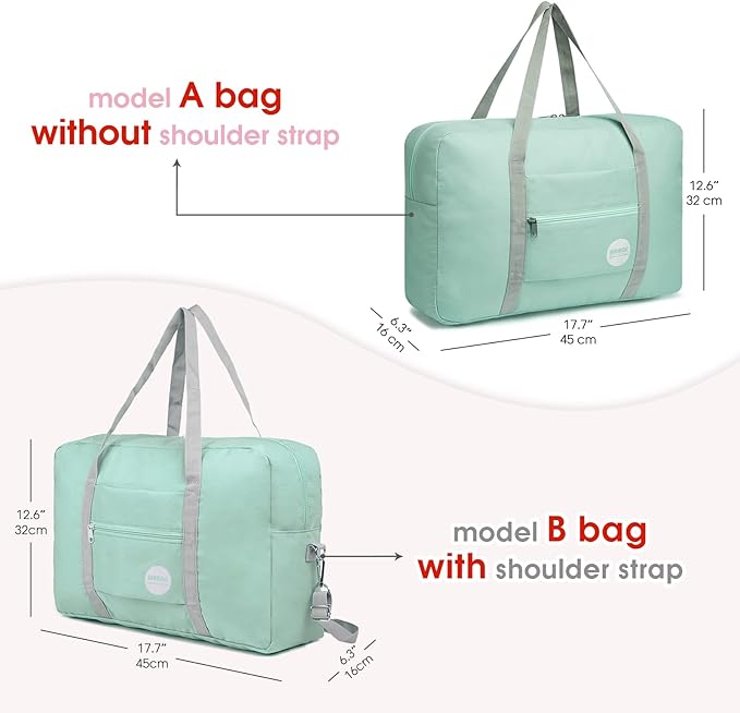 WANDF For Spirit Airlines Personal Item Bag 18x14x8 Travel Duffel Bag Underseat Foldable Carry-on Luggage for Women