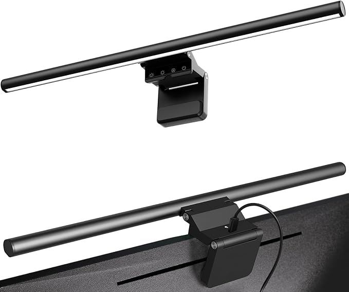 Monitor Light Bar 19.7", No-Glare Asymmetric Desk Screen Lamp | Auto-Dimming USB Reading Lamps, CRI Ra97, 2700K-6500K & Stepless Dimming, Touch Control, 5V/2A Adapter for Home Office