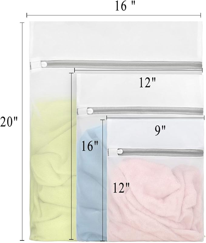 Muchfun 3Pcs Durable Fine Mesh Laundry Bags for Delicates (1Large, 1Medium, 1Small)