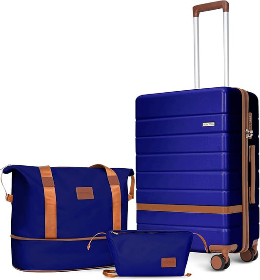 Lightweight Hardshell 3-Piece Luggage Set with 360° Silent Spinner Wheels | 20-Inch Carry-On Suitcase, TSA Lock, Durable PC+ABS Material, Ideal for Air Travel & Vacations (Blue)