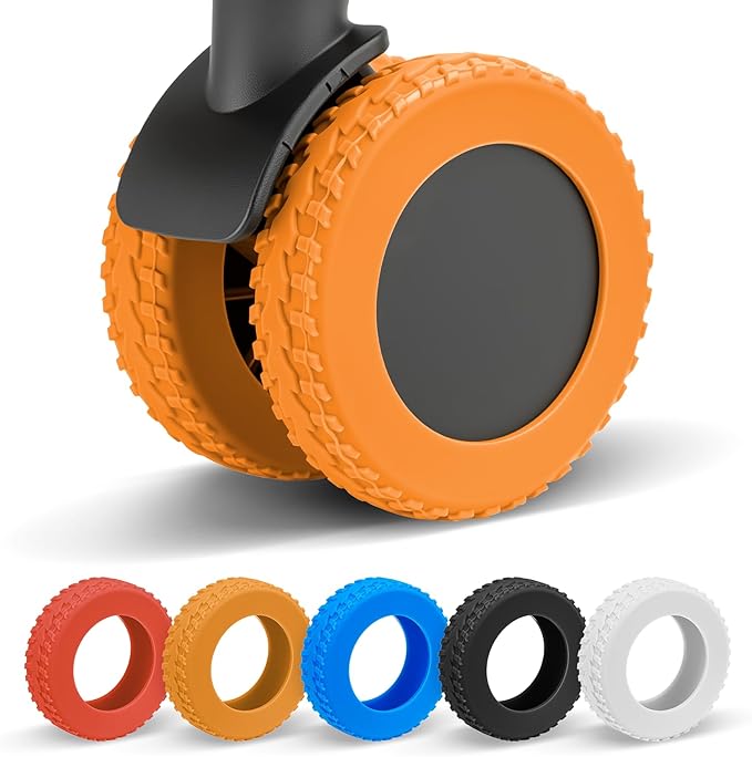 Upgraded 16 Pcs Luggage Wheel Covers, Silicone Protective Covers for 2-2.4" Suitcases Spinner Wheel, Wear-Resistant, Anti-Noise, Thickened Protector, Travel Accessories (Orange)
