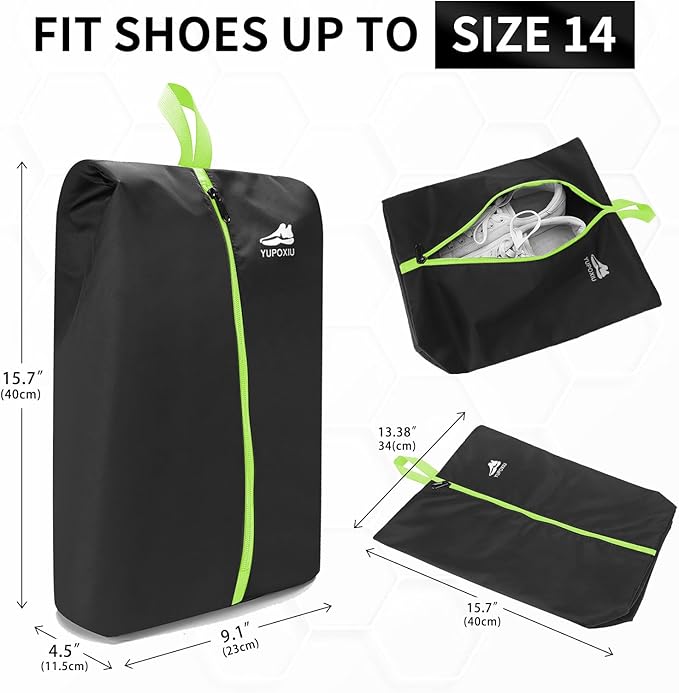 Yupoxiu Smell Proof Cleat Bag - Odor Absorbing, Water-Resistant & Lightweight Shoe Organizer for Soccer, Golf, Gym & Travel (Green)