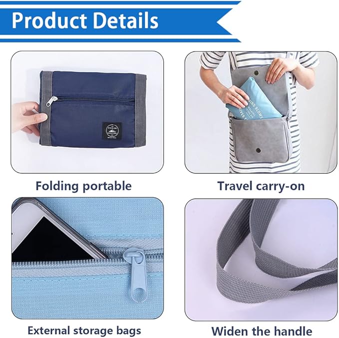 Foldable Travel Duffel Bag 2PCS Tote Carry on Luggage Bag Spirit Airlines Personal item Sports Gym Bag Water Resistant Weekender Overnight Bags for Women and Men (Green+Blue)