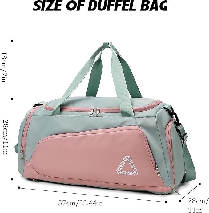 Eslcorri Gym Duffle Bag for Women Men, Sports Backpack with Wet & Shoe Compartment, Fitness Overnight Weekender Bag for Yoga, Swim, Travel (C, Orange)
