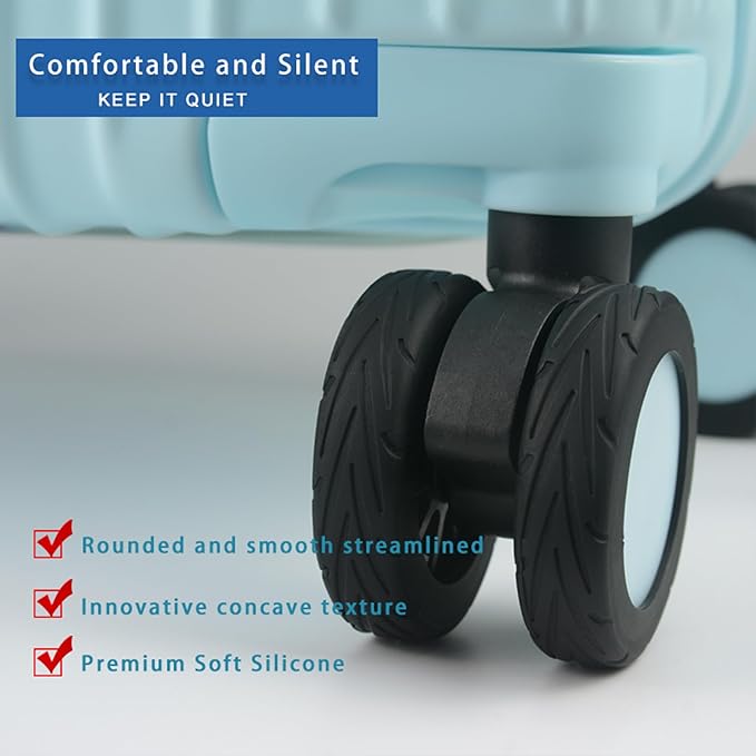 10 Pcs Upgrade Luggage Wheel Covers, Wear-Resistant, Noise-Reduction, Silicone Wheel Protective Covers for 2-2.4" Spinner Wheel, Carry-on Luggage Suitcases, Must Have Travel Accessories（Blue）