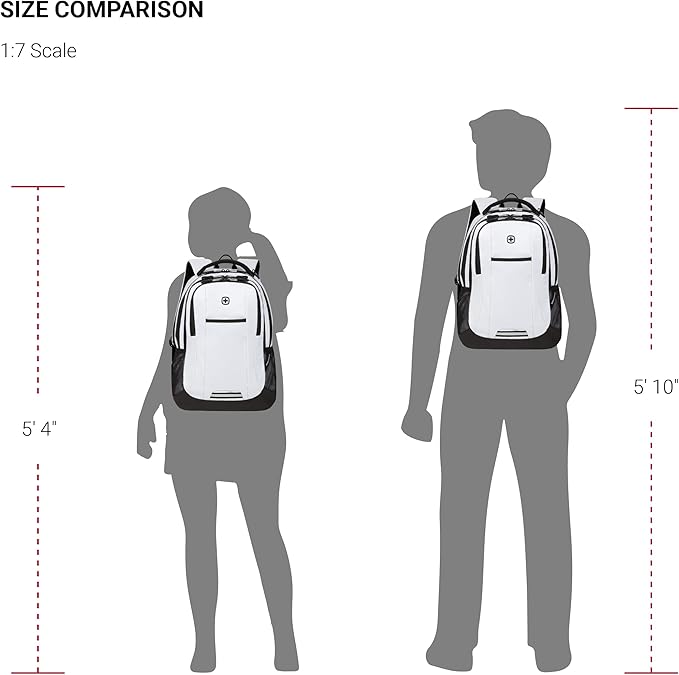 SWISSGEAR Cecil 18-Inch Laptop Backpack Fits 16-Inch Laptop, Travel Daypack with Organizer Pockets, Water Bottle Holders & Padded Straps – White