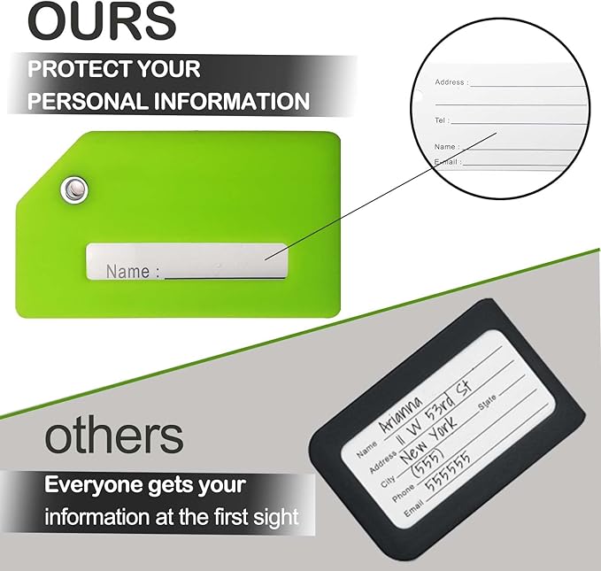 Luggage Tags for Suitcases, Quickly Spot 8Pcs Luggage Identifier Tags, Travel Essentials Accessories Name Tags for Backpacks, Suitcases, Bags, Baggage, Cruise - Flexible Silicone (Green)