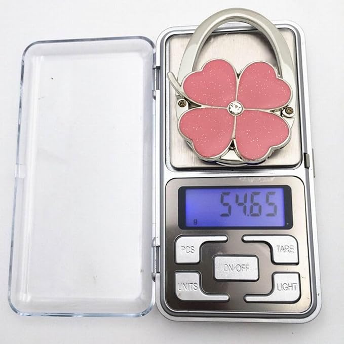 ROFLYER Four Leaf Clover Design Foldable Handbag Hanger Folding Purse Table Hook Holder (Pink)