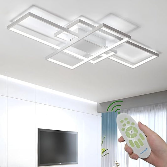 31″ 45W Modern Ceiling Light 3000-6500K Dimmable Kitchen Light Fixtures | Timer Night light Memory function Adjustable brightness color temperature Flush Mount Light Fixture remote control Bedroom