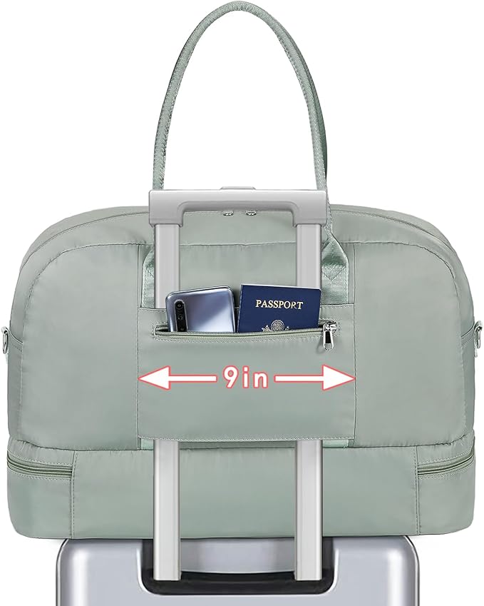 Weekender Bag for Women, Large Overnight Bag Canvas Travel Duffel Bag Carry On Tote with Shoe Compartment 21" 3Pcs Set