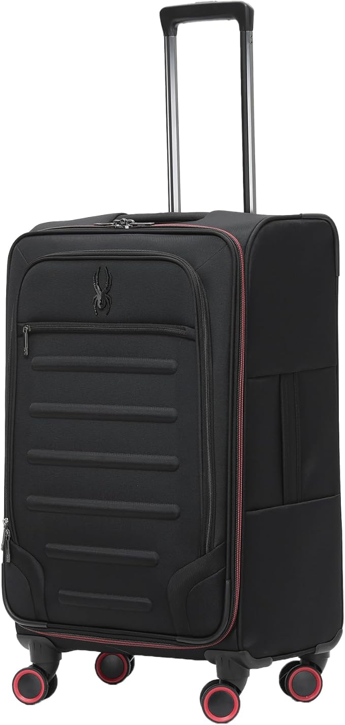 Spyder Pivot 26 Inch Expandable Softside Spinner Checked Luggage with 360° Spinner Wheels (Black, Medium Checked)