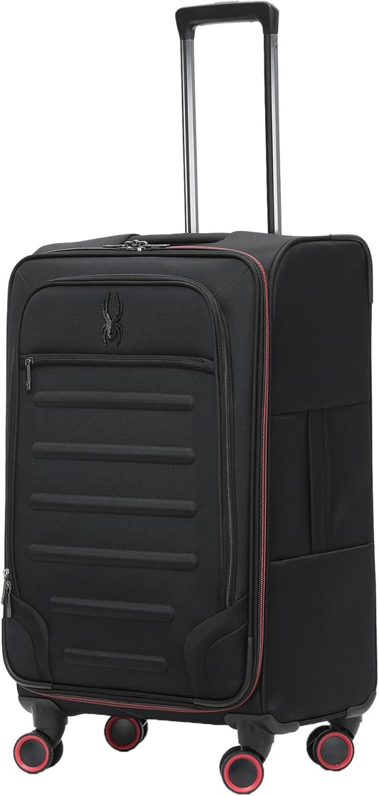 Spyder Pivot 26 Inch Expandable Softside Spinner Checked Luggage with 360° Spinner Wheels (Black, Medium Checked)