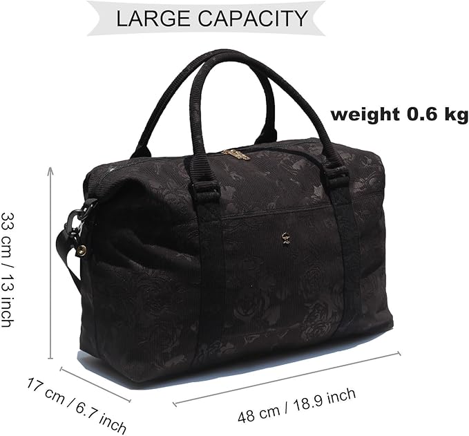 ESVAN Travel Tote Duffel Gym Bag,Weekender Overnight Carry-on Tote Crossbody Bag with Wet Pocket and Trolley Sleeve Upgraded