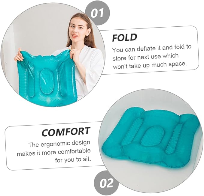 1pc Inflatable Bathtub Seat Cushion Suction Cup Water Injection Inflation Comfortable for Bathing