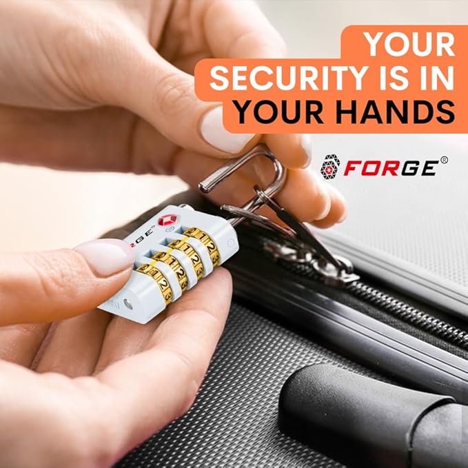 Forge Dual-Opening: Key or Combination Access Lock, TSA Approved Locks for Luggage, Pelican case, Travel, Gym, School, Stainless Steel Shackle. (Multi Color, 4 Pk)